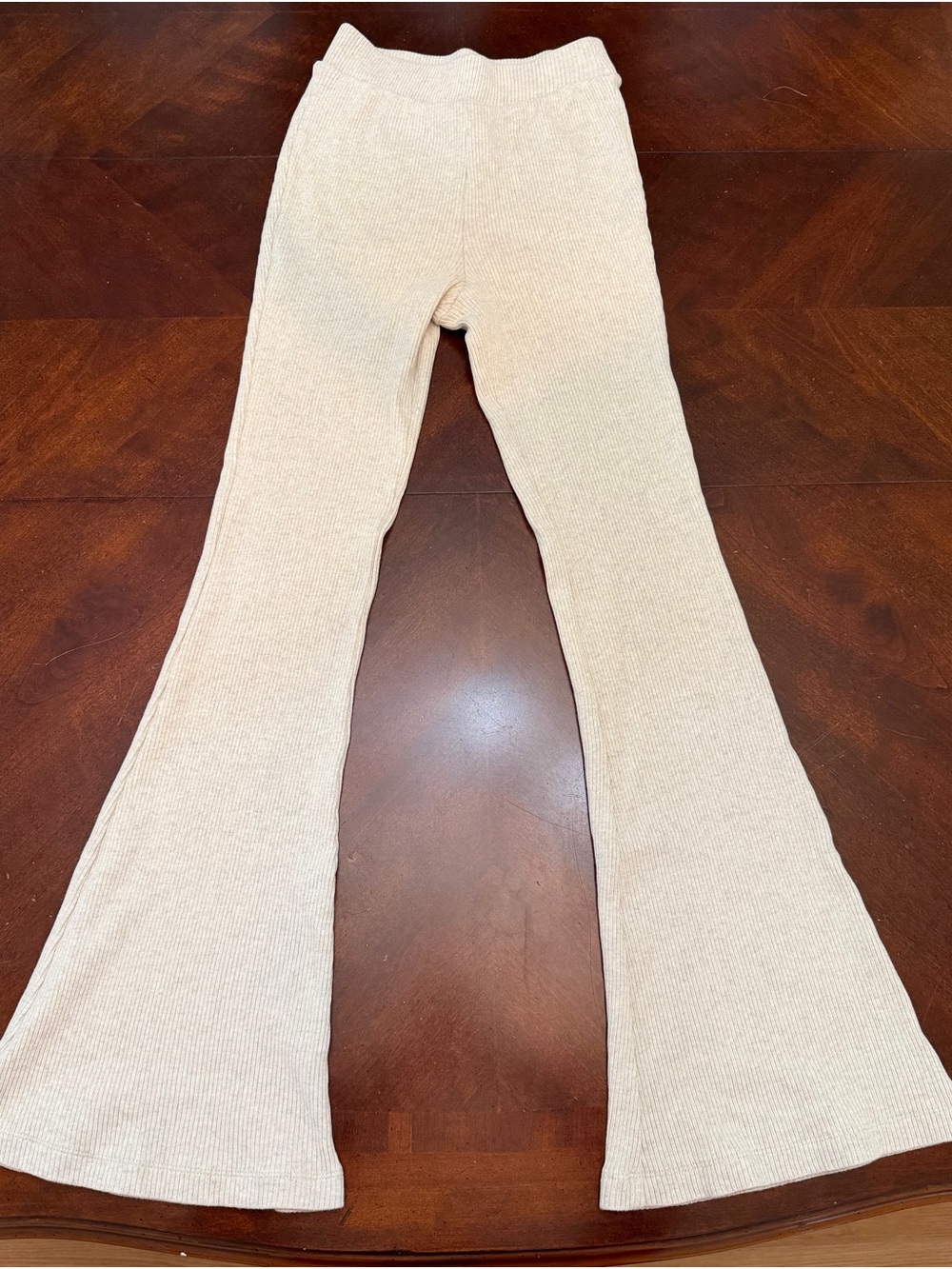 Madewell MWL Women’s Cream Ribbed Flare Bottoms